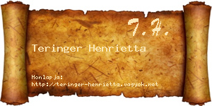 Teringer Henrietta névjegykártya